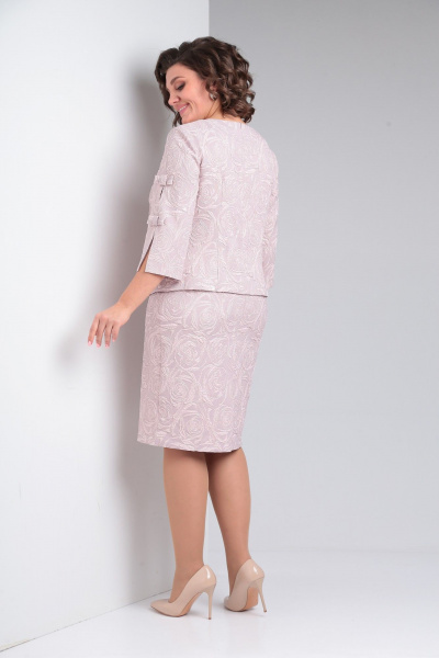 Жаккардовое платье с бантиками на рукавах Pocherk 1-029 нежно-сиреневый - фото 12