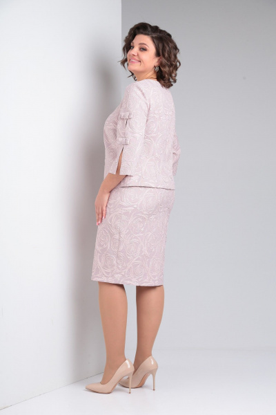 Жаккардовое платье с бантиками на рукавах Pocherk 1-029 нежно-сиреневый - фото 9