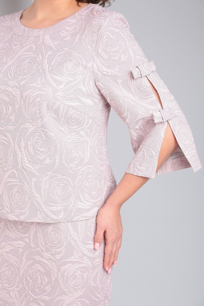Жаккардовое платье с бантиками на рукавах Pocherk 1-029 нежно-сиреневый - фото 7