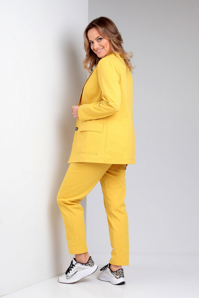 Комплект брюки и жакет яркого желтого цвета для повседневного стиля Liona Style 894 желтый - фото 2