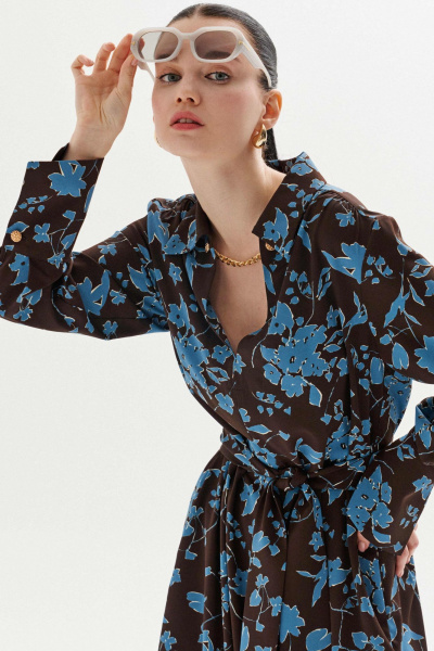 Платье Lokka 1329 коричневый_голубой - фото 6