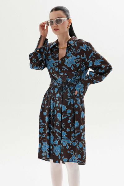 Платье Lokka 1329 коричневый_голубой - фото 5