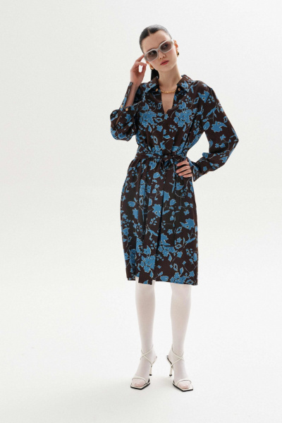 Платье Lokka 1329 коричневый_голубой - фото 3