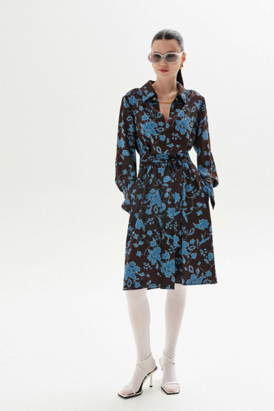 Платье Lokka 1329 коричневый_голубой - фото 1