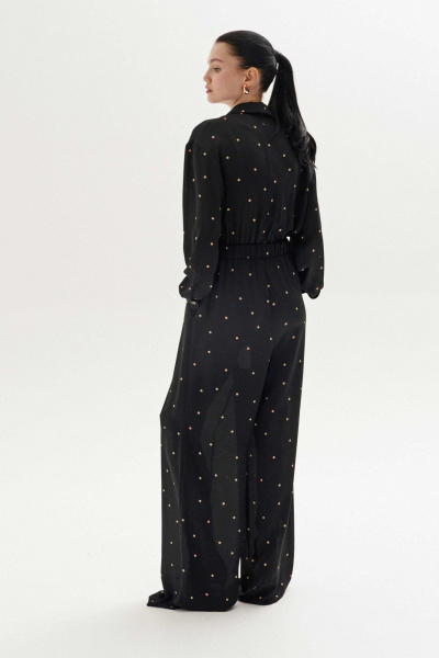 Комбинезон черный свободный из текстиля для повседневной носки Lokka 1342 черный_принт - фото 2