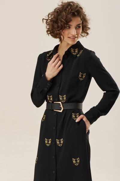 Платье из итальянского крепа с втачными рукавами и вышивкой NiV NiV fashion 2458 черный - фото 6