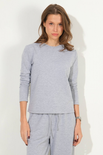 Демисезонный костюм из трикотажа широкие брюки и джемпер Luitui R4036 серый - фото 2