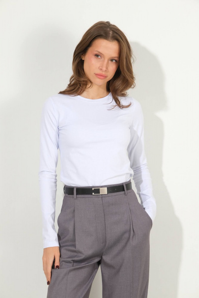 Белый трикотажный джемпер на демисезонье Luitui R5066 белый - фото 1