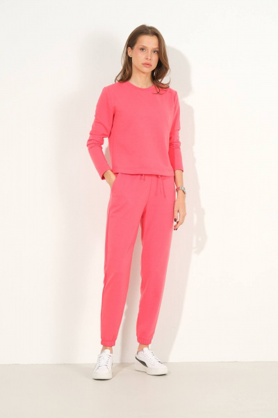 Стильный комплект из брюки и джемпера розового цвета Luitui R4037 коралловый - фото 2