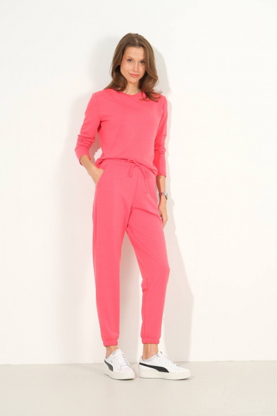 Стильный комплект из брюки и джемпера розового цвета Luitui R4037 коралловый - фото 1