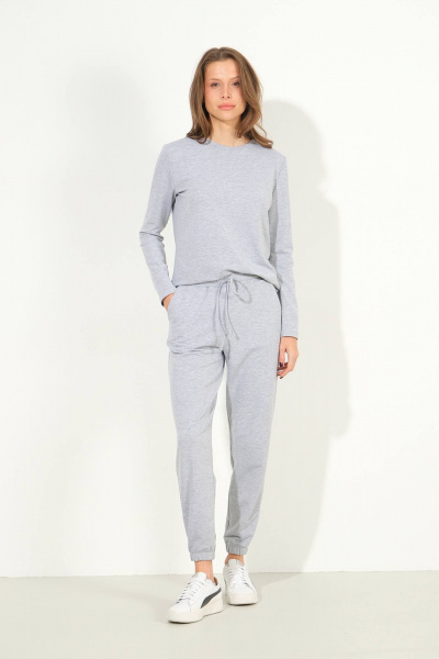 Удобный костюм из трикотажа с брюками и джемпером серого Luitui R4037 серый - фото 1