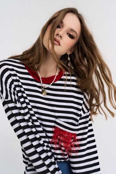 Трикотажный джемпер из ткани с универсальным дизайном MilMil 1070-3R Брайтон/красный - фото 1