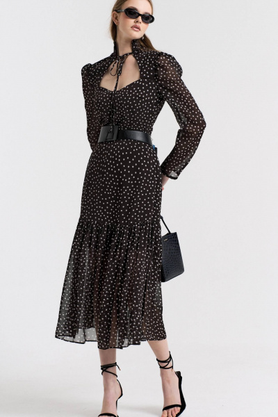 Платье, пояс MilMil 1099-2 Дели/горох_чб - фото 5