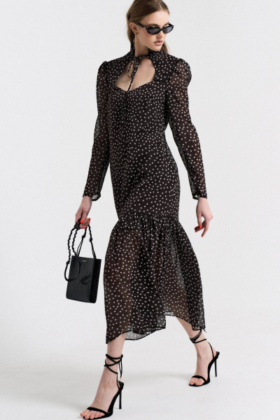 Платье, пояс MilMil 1099-2 Дели/горох_чб - фото 4