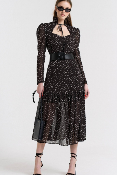 Платье, пояс MilMil 1099-2 Дели/горох_чб - фото 3