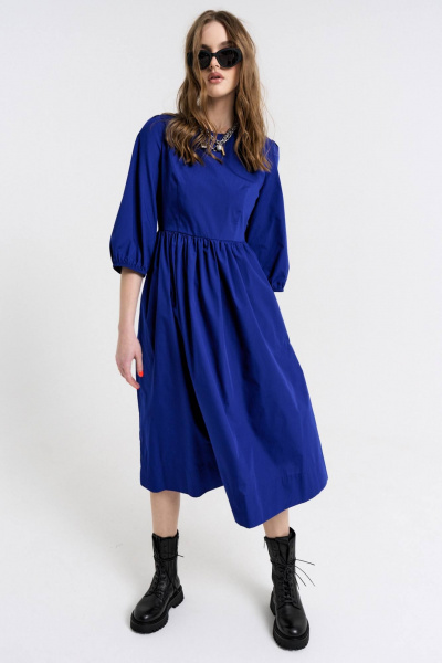 Свободное оверсайз платье из текстиля с пуговицами MilMil 1059В Мальбек - фото 9