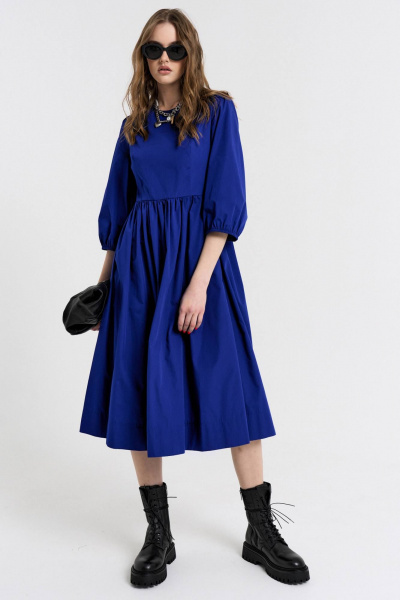 Свободное оверсайз платье из текстиля с пуговицами MilMil 1059В Мальбек - фото 5