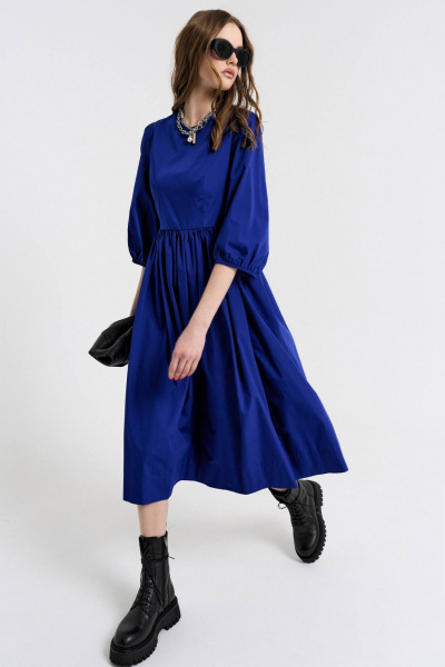 Свободное оверсайз платье из текстиля с пуговицами MilMil 1059В Мальбек - фото 4