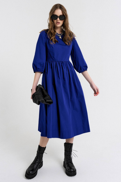 Свободное оверсайз платье из текстиля с пуговицами MilMil 1059В Мальбек - фото 3