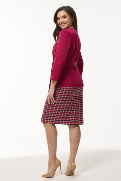Жакет и юбка из тканей с поясом и уголком для делового образа Mislana А555 бордо - фото 6