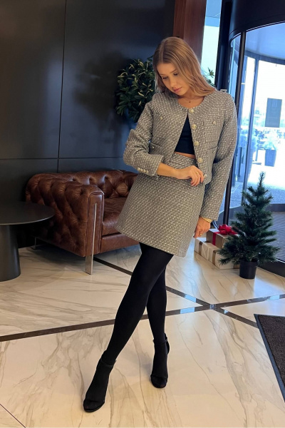 Укороченная юбка в стиле Шанель с потайной молнией Garsonnier 110004.004 - фото 6