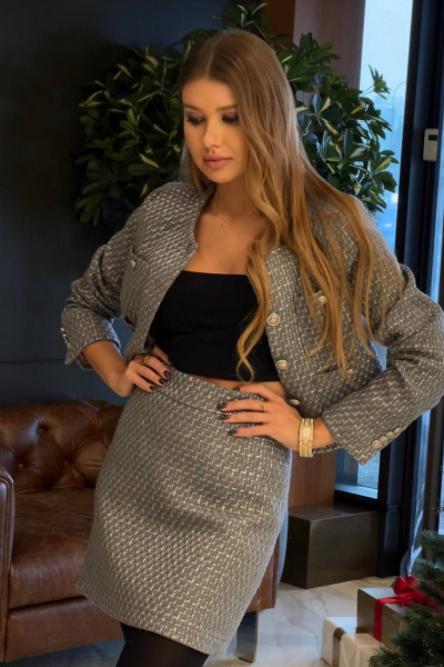 Укороченная юбка в стиле Шанель с потайной молнией Garsonnier 110004.004 - фото 5