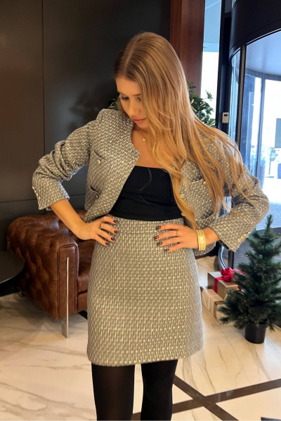 Укороченная юбка в стиле Шанель с потайной молнией Garsonnier 110004.004 - фото 4