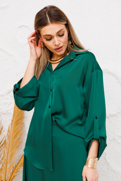 Рубашка Ambera Style 1066и изумруд - фото 5