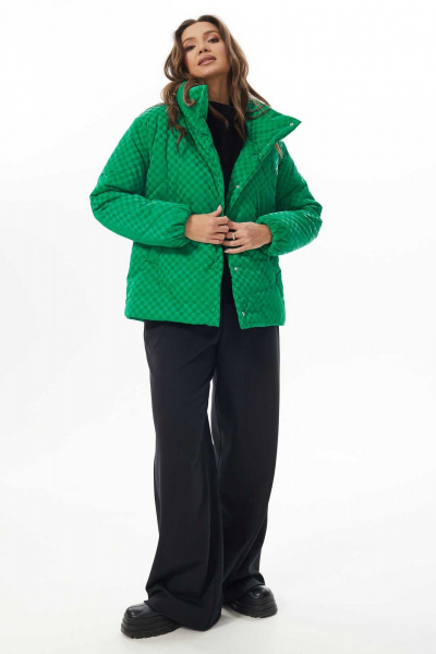 Утепленная демисезонная куртка лаке с застежкой на кнопки Mislana 724 зеленый - фото 12