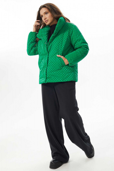 Утепленная демисезонная куртка лаке с застежкой на кнопки Mislana 724 зеленый - фото 10