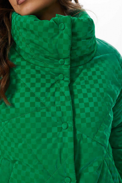 Утепленная демисезонная куртка лаке с застежкой на кнопки Mislana 724 зеленый - фото 5