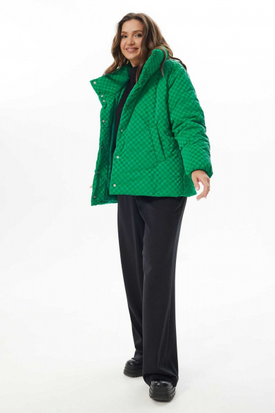 Утепленная демисезонная куртка лаке с застежкой на кнопки Mislana 724 зеленый - фото 4