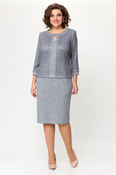 Платье LadyThreeStars 2497 серо-красная_клетка+серый - фото 1