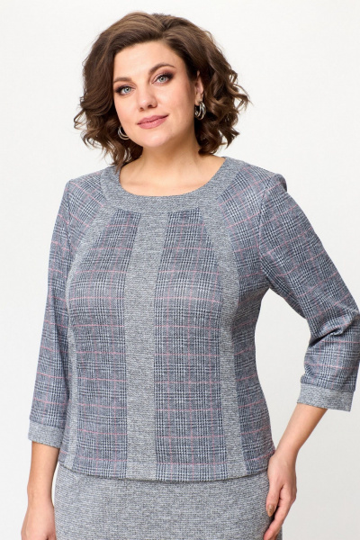 Платье LadyThreeStars 2498 серо-красная_клетка+серый - фото 3