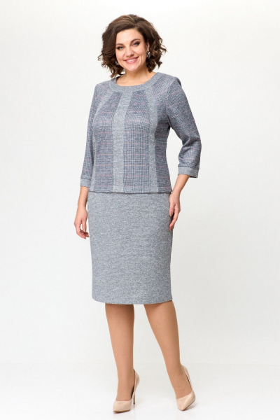 Платье LadyThreeStars 2498 серо-красная_клетка+серый - фото 1