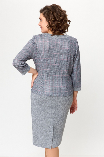 Платье LadyThreeStars 2498 серо-красная_клетка+серый - фото 5