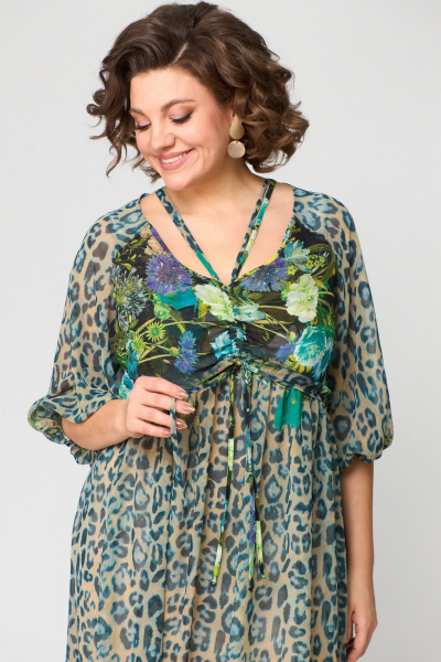 Платье ANASTASIA MAK 1150 бирюзовый_мультиколор - фото 8