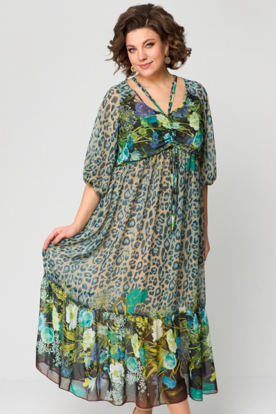 Платье ANASTASIA MAK 1150 бирюзовый_мультиколор - фото 7