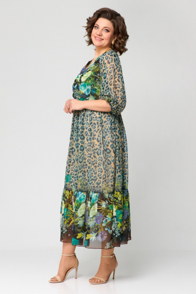 Платье ANASTASIA MAK 1150 бирюзовый_мультиколор - фото 4