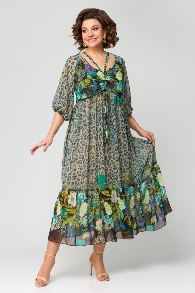 Платье ANASTASIA MAK 1150 бирюзовый_мультиколор - фото 3