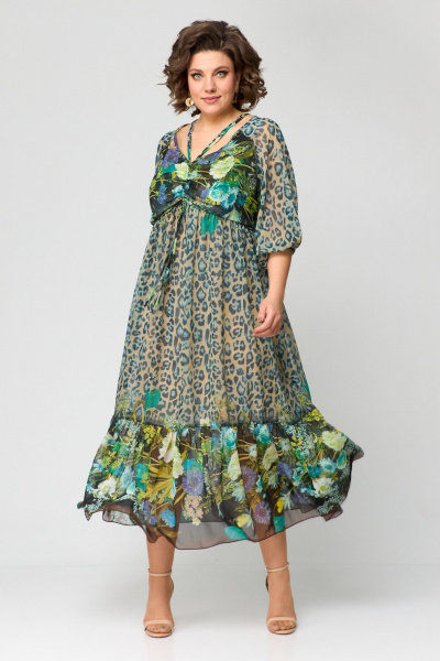 Платье ANASTASIA MAK 1150 бирюзовый_мультиколор - фото 2