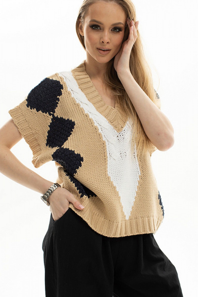 Жилет Diva 1714 бежевый - фото 3