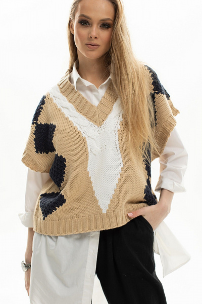 Жилет Diva 1714 бежевый - фото 2