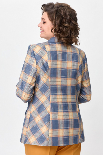 Жакет БелЭльСтиль 203-2 83 22 оранжево-голубая_клетка - фото 6