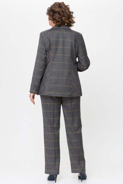 Серый комплект жакет и брюки деловой стиль из текстиля БелЭльСтиль 205-2 80 22+596-2 89 22 - фото 7