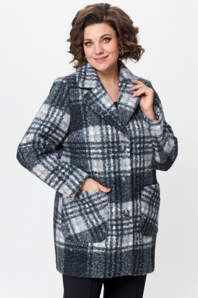 Демисезонное полупальто с капюшоном из пальтовой ткани БелЭльСтиль 825-1 88 22 клетка - фото 4
