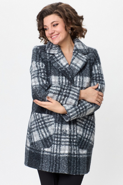 Демисезонное полупальто с капюшоном из пальтовой ткани БелЭльСтиль 825-1 88 22 клетка - фото 2
