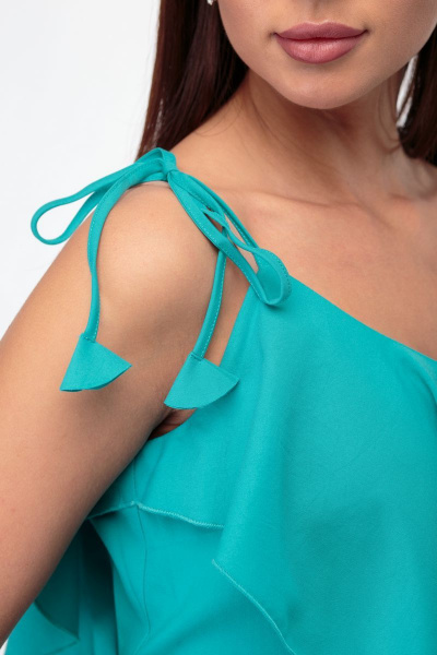 Легкое платье с запахом из текстиля с регулируемыми бретелями Anelli 726 бирюза - фото 5