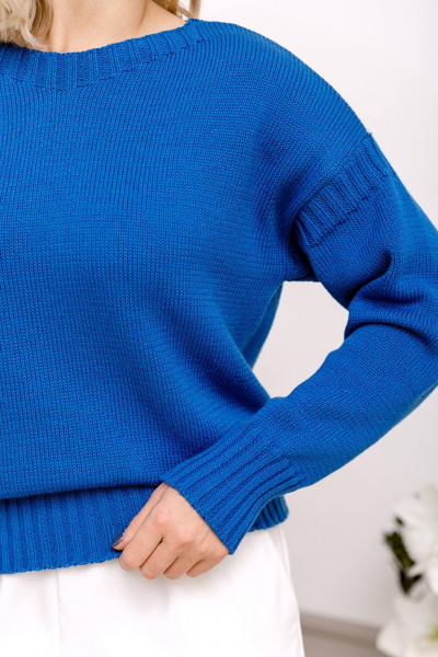 Синий джемпер с длинным рукавом и вырезом лодочка из хлопка Romgil РВ0022-ХЛ2 ярко-синий - фото 4