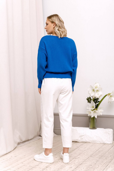 Синий джемпер с длинным рукавом и вырезом лодочка из хлопка Romgil РВ0022-ХЛ2 ярко-синий - фото 2